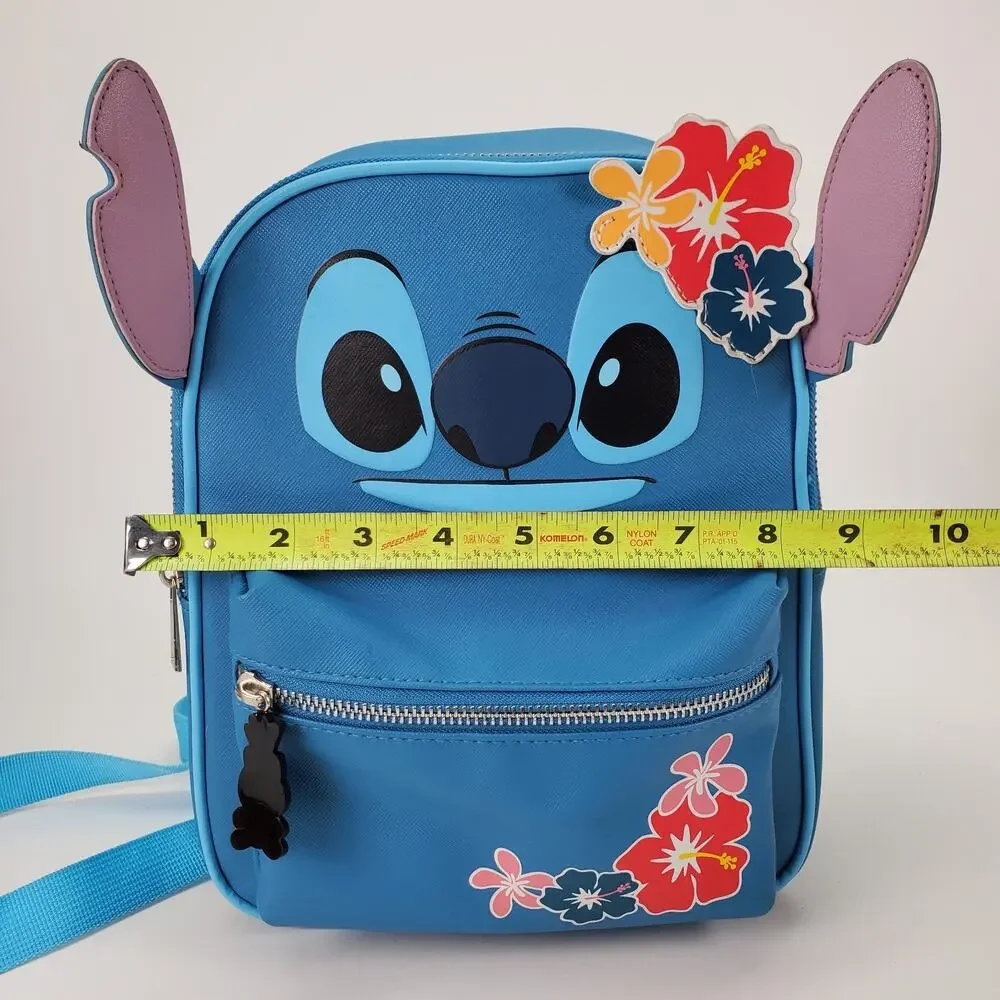 Disney Bioworld Lilo & Stitch‎ Blue Mini Backpack Tropical Flowers 3D Ears